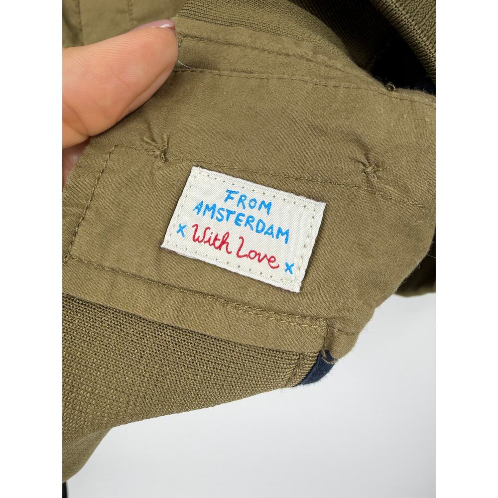 Scotch & Soda Women Organic Cotton Embroidered Bomber Jacket Size L Khaki Floral - Picture 8 of 13